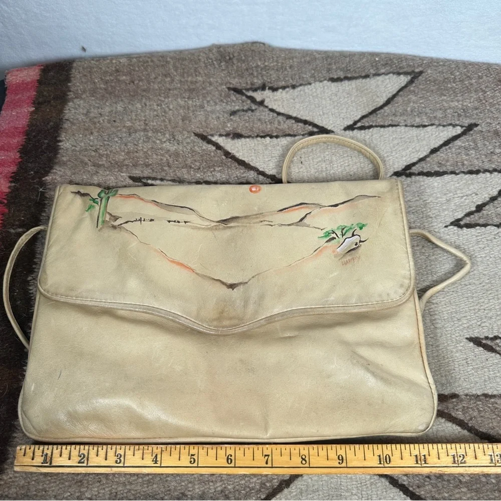 Western crossbody hand painted Beige Shoulder Bag‎ purse cowboy southwest desert